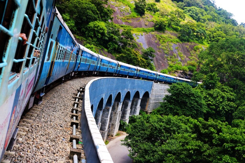 Travelling through train