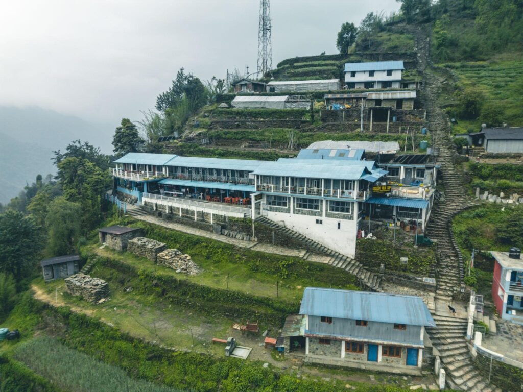 Village in nepal, nepali village, hotel during annapurna base camp
