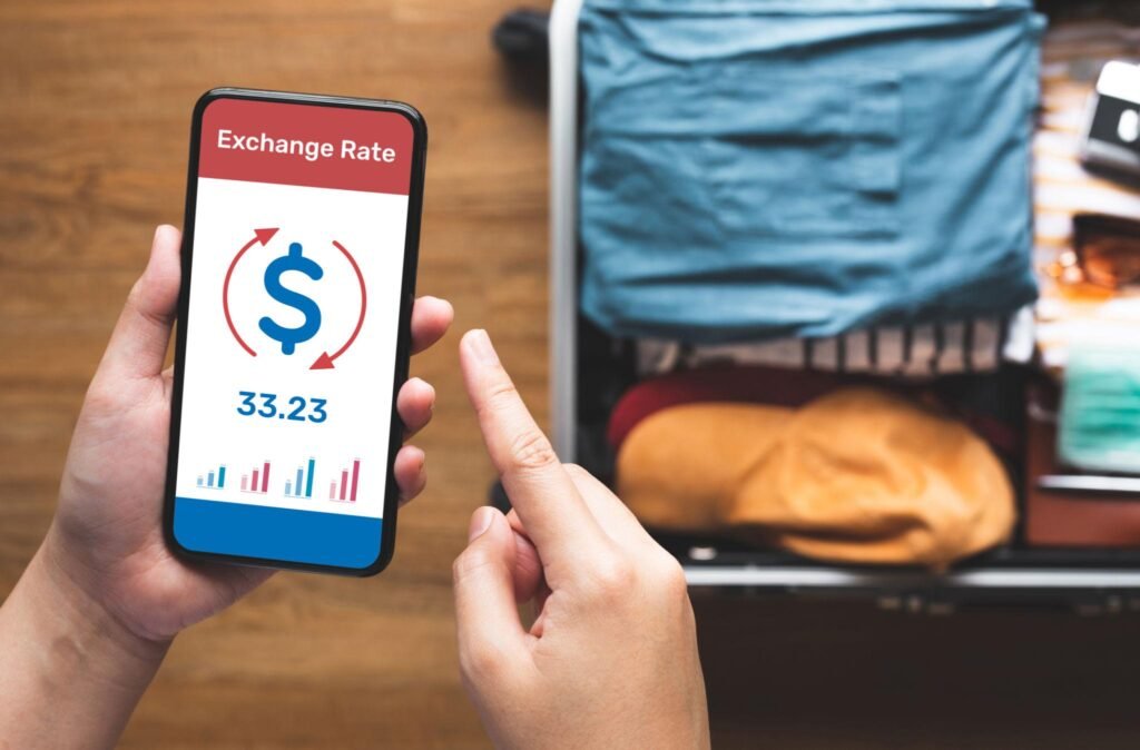 Exchange rate or money management with traveler,tourist.connectivity and banking