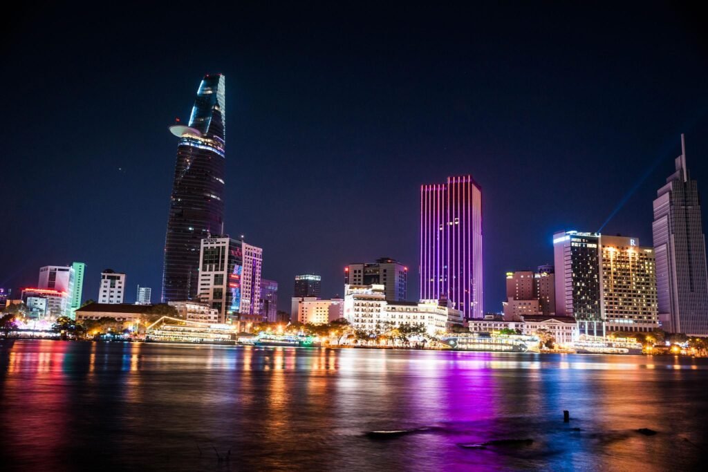 Cityscape of Ho Chi Minh at night