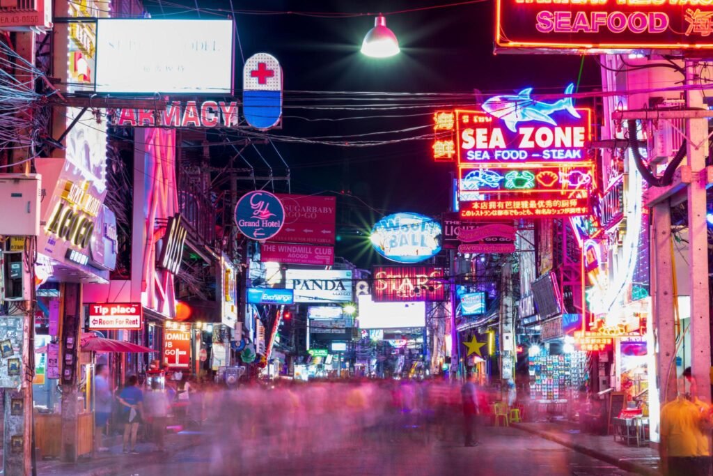 Pattaya Walking Street, the night city that never sleeps, Number one tourist destination At night in Pattaya