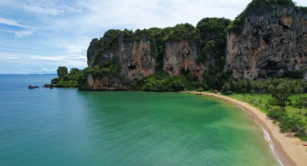 amazing Thailand high season beautiful seascape of the private beach at Krabi.