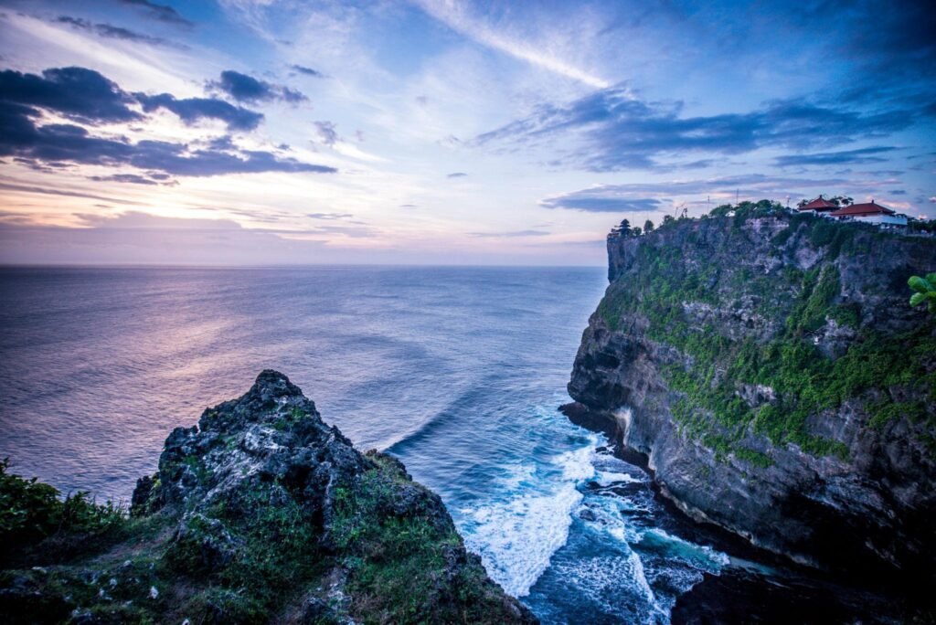 Cliff at Uluwatu Temple on Sunset in Bali, Indonesia