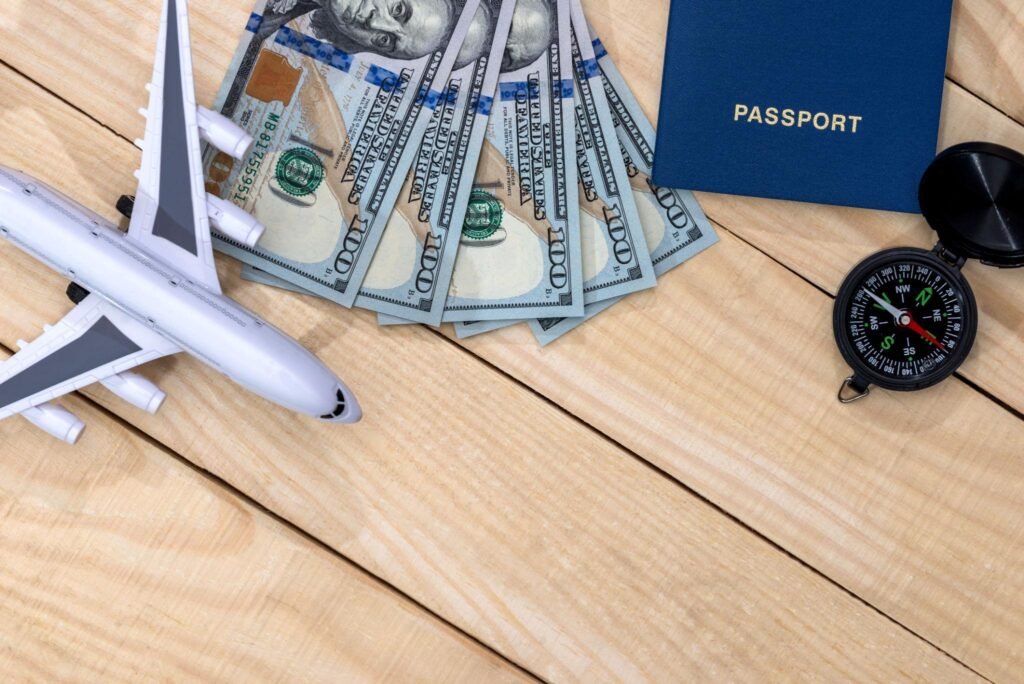 Preparing for a travel document money concept