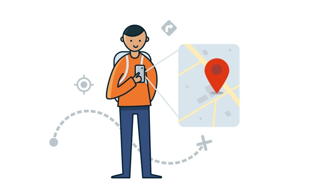 Man use internet technology on mobile as a guide in travel