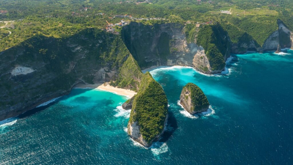 Aerial View of Kelingking Beach (T-Rex Bay), Nusa Penida, Indonesia