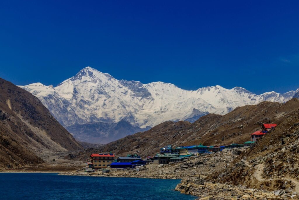 Himalaya mountains beautiful scenic landscape on Everest Base Camp trek