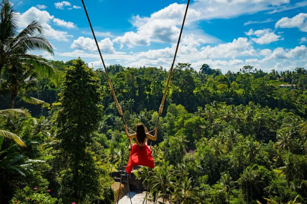 A swing on Tegalalang rice terrace in Ubud, Bali