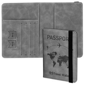 Storite Grey RFID Blocking PU Leather Travel Passport Holder