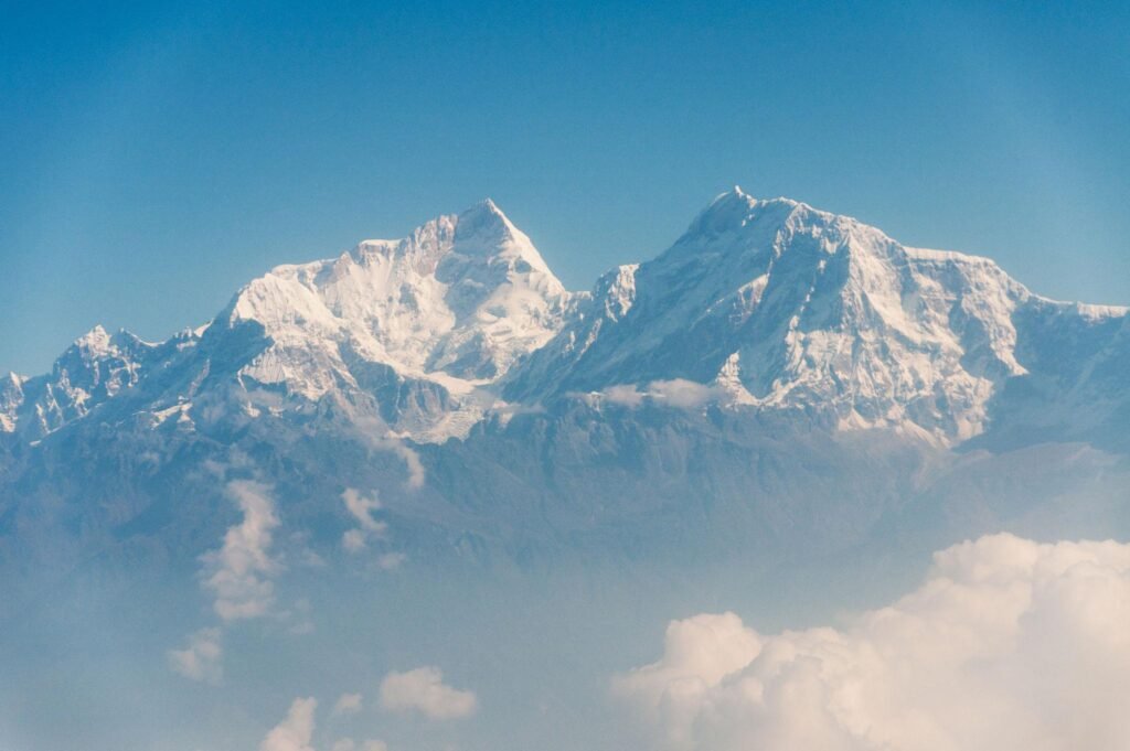 Himalayan peaks between Pokhara and Kathmandu