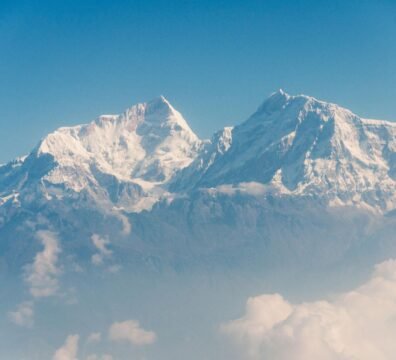 Himalayan peaks between Pokhara and Kathmandu