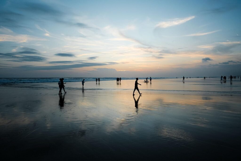Beautiful sunset at seminyak beach Bali