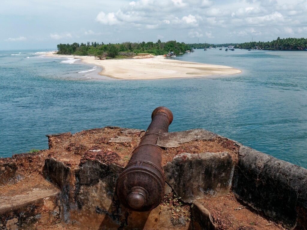 View of a Betul beach from Betul Fort and a Cannon