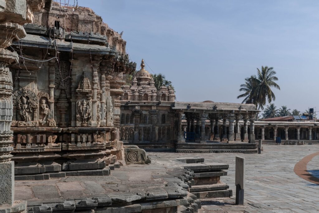 Explore the exquisite architecture and stone carvings of the historic Belur Temple in India.