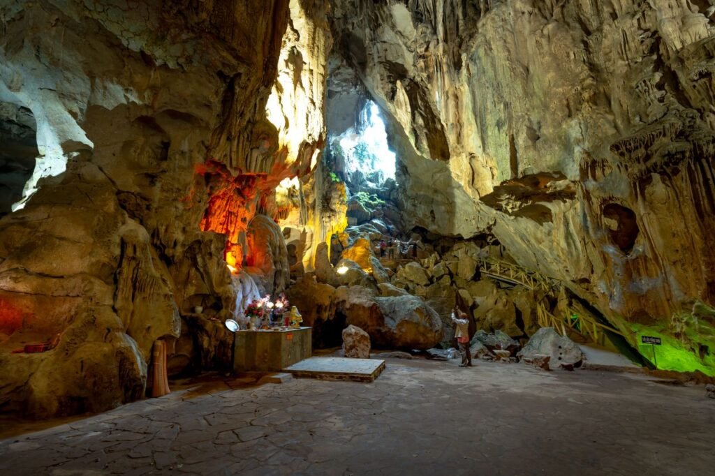 Explore the stunning geological formations inside a Malaysian cave, showcasing nature's wonders.