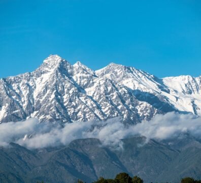 mountain, summit, peak, snow, scenic, clouds, nature, india